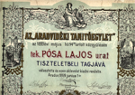 Arad Vidéki Tanítóegylet Tiszteletbeli tagság Díszzoklevél (1899)